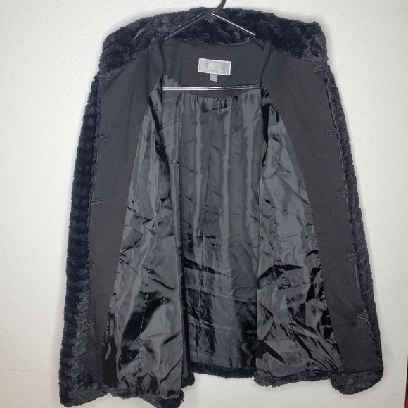 JM Collection Women's Faux Mink Fur Coat Black Fully Lined Hook Closure Sz Med - Picture 7 of 12